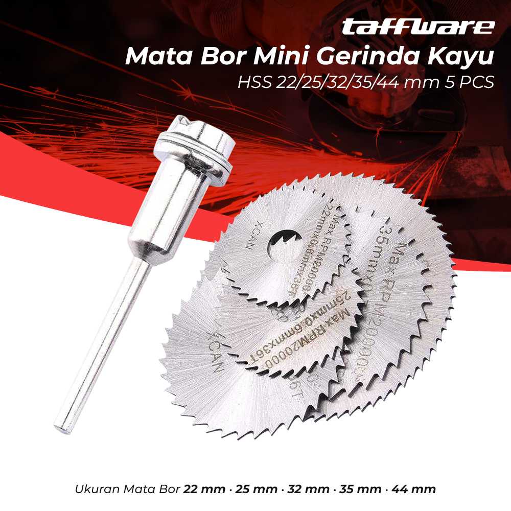 

Taffware Mata Bor Mini Gerinda Kayu HSS 22/25/32/35/44 mm 5 PCS - 58686