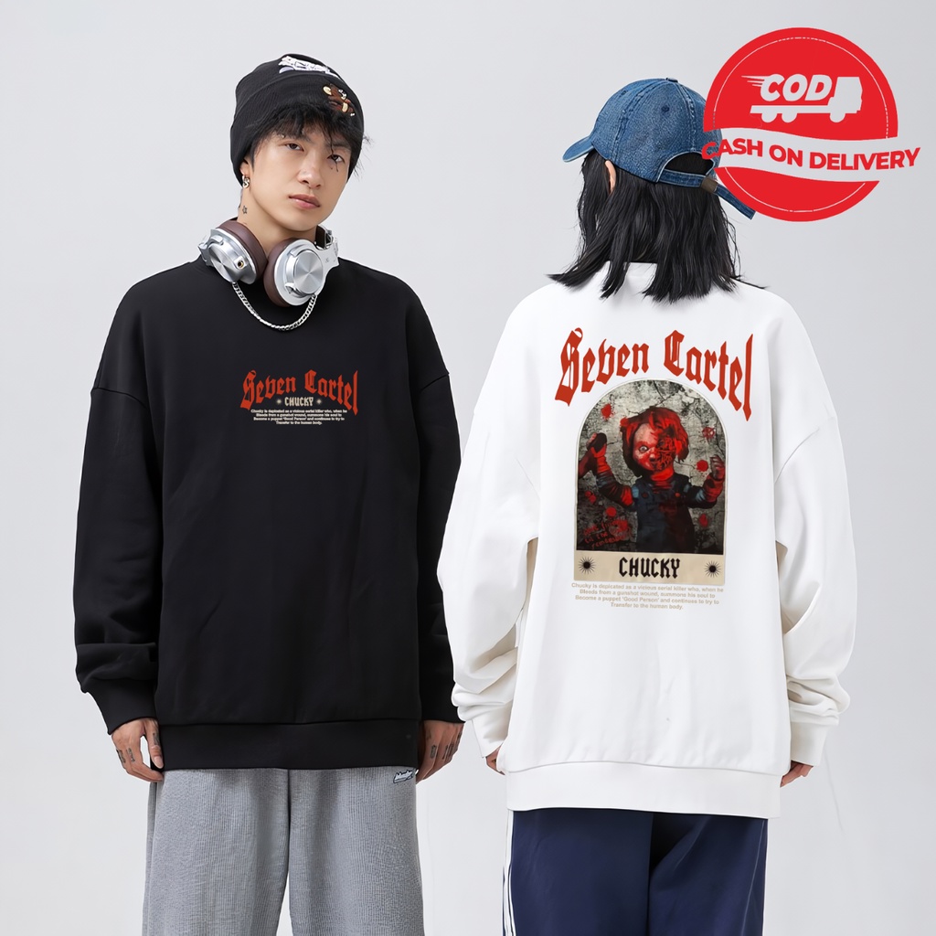 ( Promo COD ) Sweater Kekinian Sweatshirt Keren Moitf Bineka Chucky Sweater Horor Boneka Hantu Psico