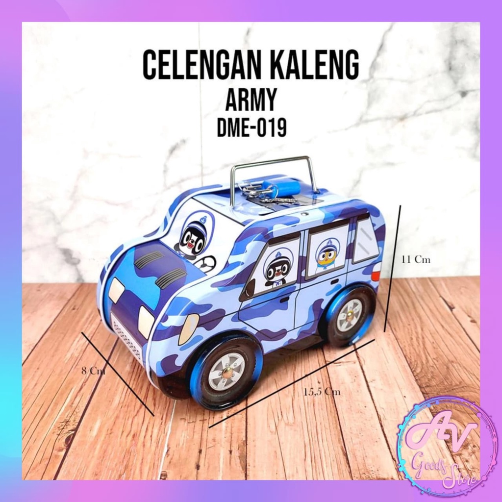 Celengan Kaleng Gembok Mobil Army Dme019 / Celengan Kunci Gembok / Celengan Anak