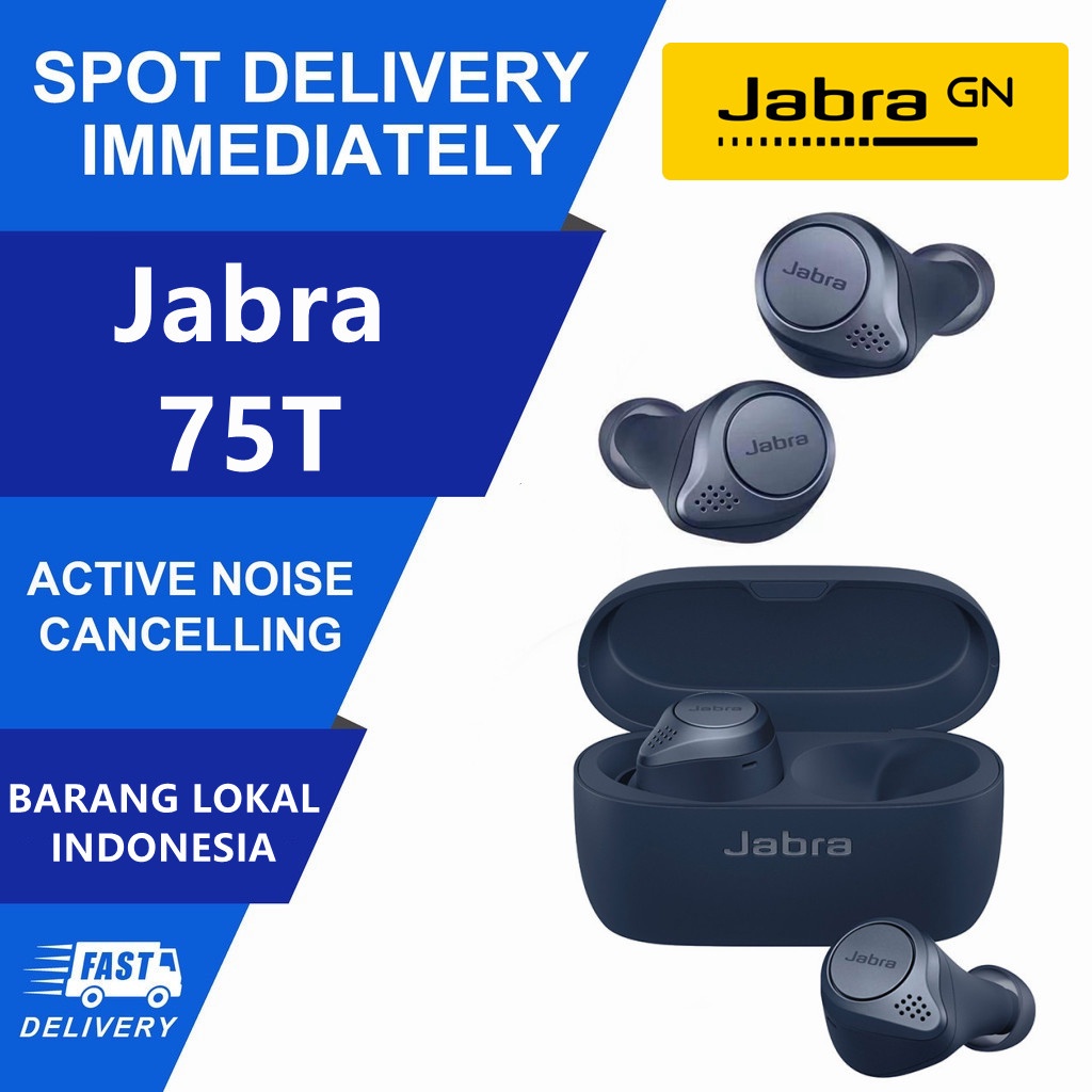 Jabra Elite 75t ANC Noise Cancelling Wireless Bluetooth Headphones TWS Sports Earbuds Sweatproof