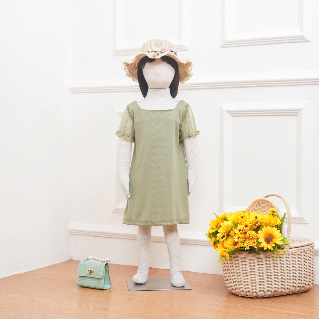 DRESS ANAK PEREMPUAN LENGAN PENDEK DRESS ANAK PEREMPUAN IMPORT- DRESS MOANA ANAK PREMPUAN RIB KNIT C