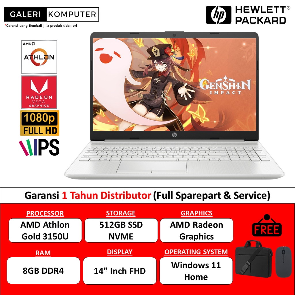 Laptop Gaming HP 15 AMD Athlon Gold 3150U 8GB 512GB SSD FHD IPS Win11
