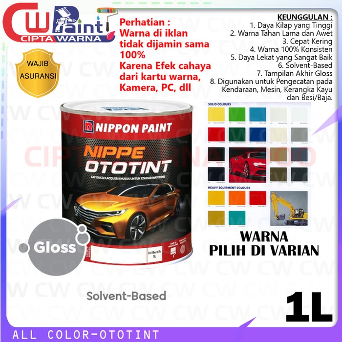 Nippon Paint Nippe Ototint 2 Cat DUCO Besi Kayu Kendaraan Motor Mobil 1 Liter - NIPSEA CWK