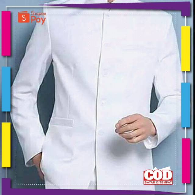 PREMIUM KOREAN STYLE / Jas koko pria / Jas Pria Mandarin Warna Putih