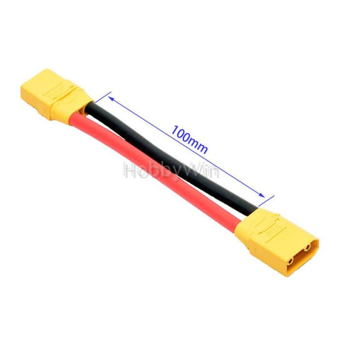 Kabel Konektor Extension XT90 Male to Female silicone AWG10 10AWG - 10cm OP27