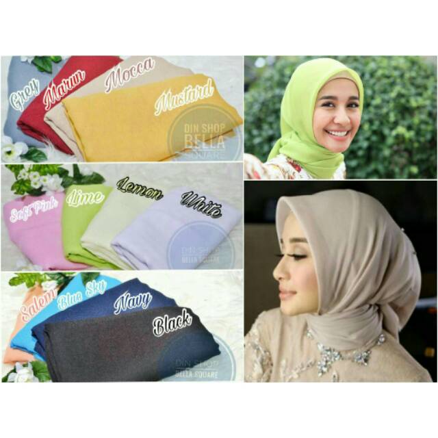 BELLA SQUARE PLAIN DAILY HIJAB LAUDYA REAL PICT DIN SHOP