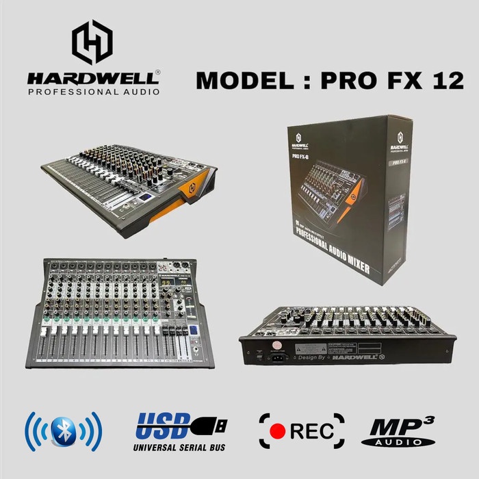 Audio Mixer 12 Channel Hardwell Pro FX12 - FX Bluetooth USB Soundcard
