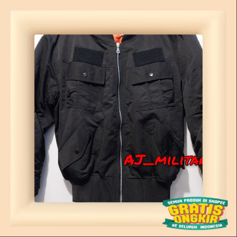 JAKET HITAM BOMBER TACTICAL UNTUK TNI POLISI/ Black tosca 2 3 warna