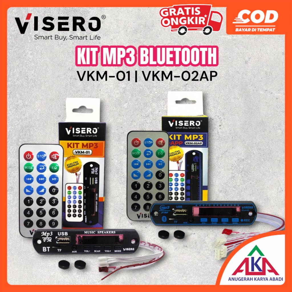 VISERO VKM-01 / VKM-02AP Kit Modul MP3 Player App USB Bluetooth Kualitas Premium