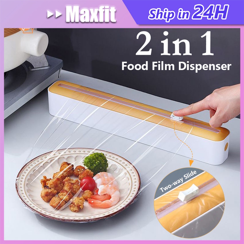 Alat Pemotong Plastik Wrapping Food Cling Wrap Dispenser Plastik Film Makanan Sliding Cutter Holder 