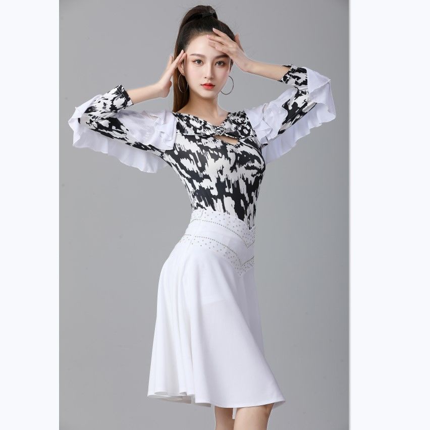 Square Dance Half Skirt dengan Diamond Embedding Dance Mid length Skirt Versatile New Ethnic Style A