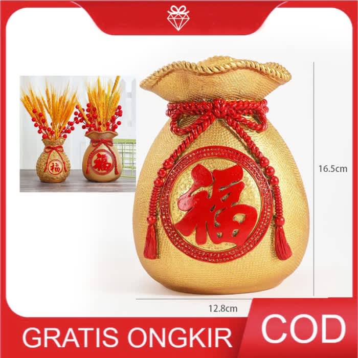 Promo Vas Bunga Imlek Pot Hokki Bunga - Pajangan Cny P201