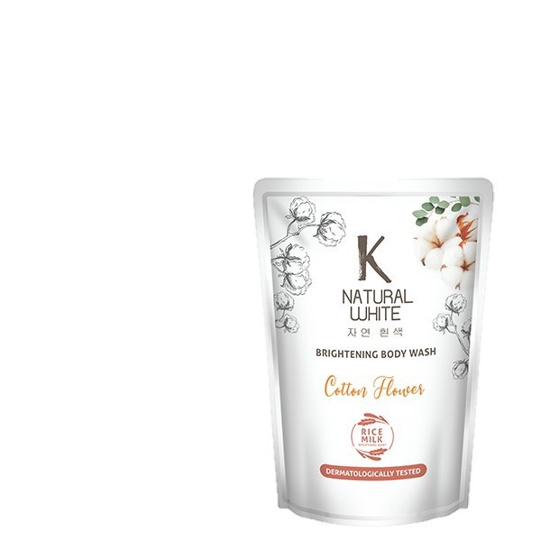 K Natural White Sabun Mandi Cair Cotton Flower Pouch 400 ml x2 - Gambar 3