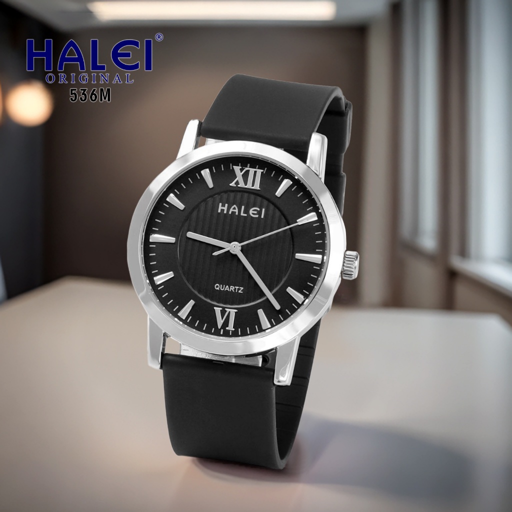 Halei Watch 536 M - Jam Tangan Halei Pria Karet Analog Kekinian - Tahan Air dan Garansi 1 Tahun. Fre