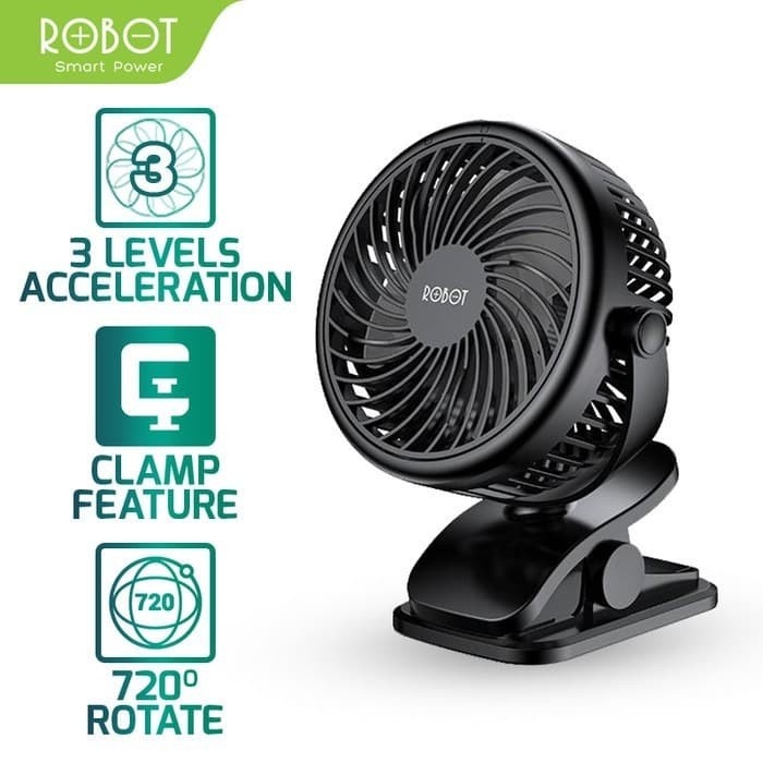 Kipas Angin Portable Mini Fan Robot RT-BF10 Cleanable USB Fan 2000mAh Original Kipas Jepit Meja