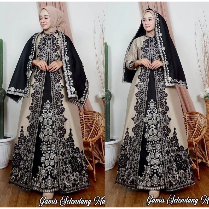 Kebaya Gamis Modern Pelangi Jaya Selendang Mayang/ Gamis Taffeta/ Gamis Selendang/ Gamis Pesta/ Gami