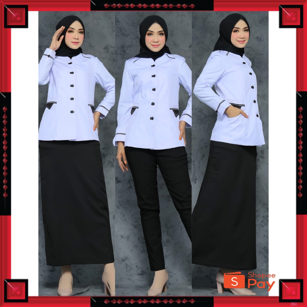 12.12 SERAGAM SALE / SERAGAM DINAS PUTIH HITAM ROK A/ROK.SPAN/CELANA PANJANG/ATASAN BAHAN KATUN SETE