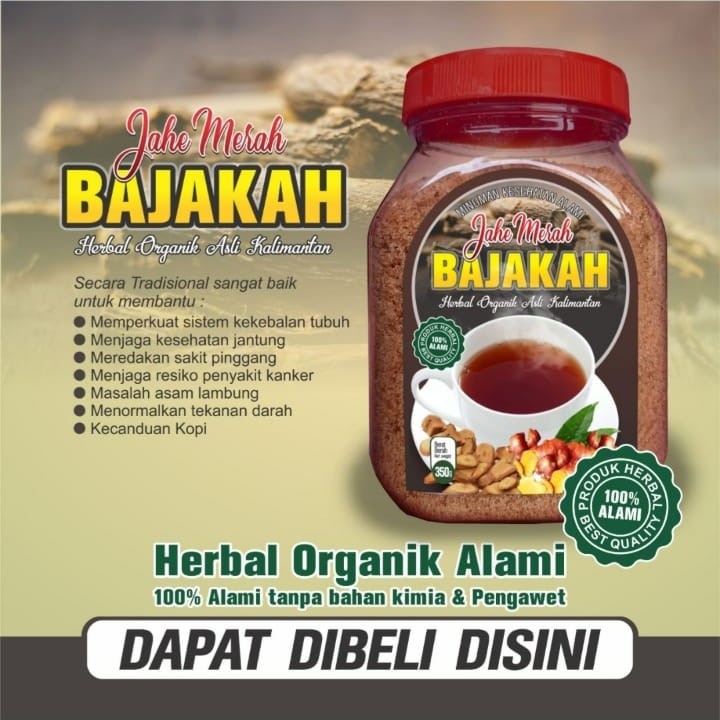 

Jahe merah bajakah kalimantan | kayu bajakah | Jahe serbuk bajakah Anugerah kemasan toples 350 gram/Herbal Asli Indonesia