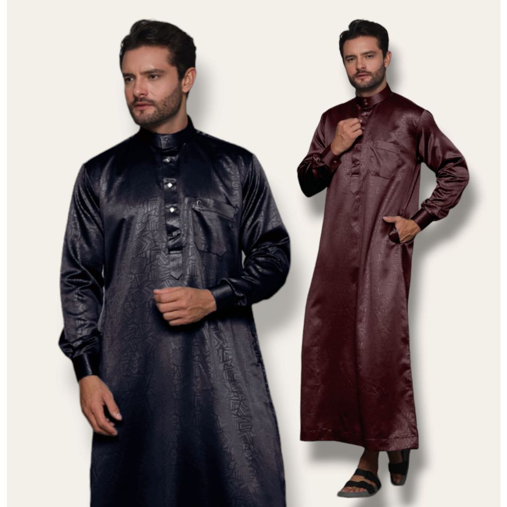 [ Kosovo No. 2 ] Gamis Pria Jubah Gamis Laki Laki Gamis Modern Embos Gaya Casual Remaja dan Dewasa J