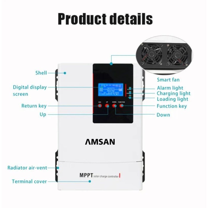 MPPT AMSAN 60A 100A 30A AE Series SCC Solar Charge Controller