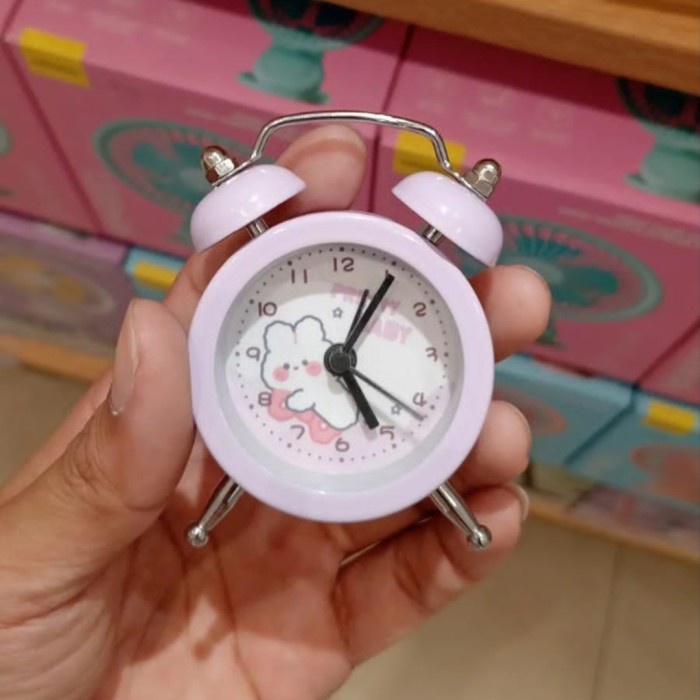 Miniso Cream Rabbit Series Smal Alarm Clock Jam Meja Weker - Merah Muda