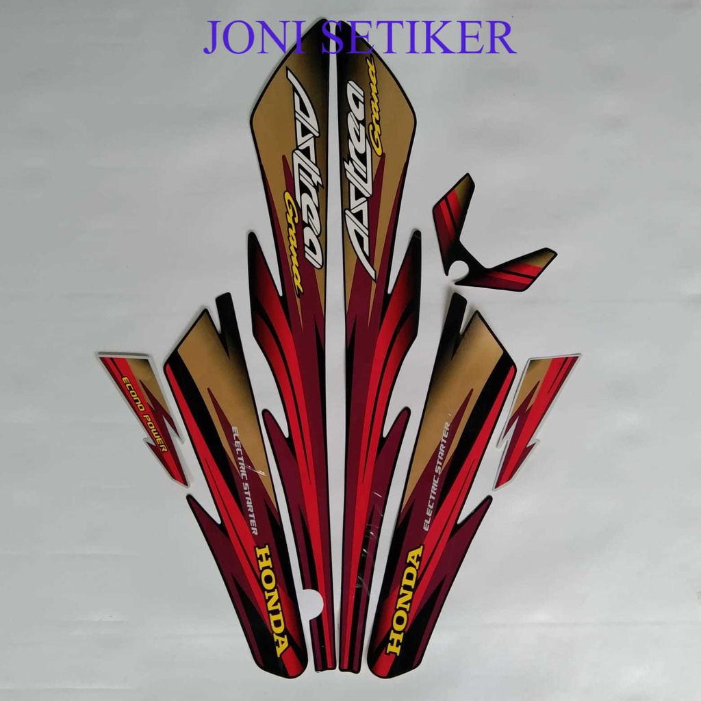 stiker striping lis body motor honda astrea grand 97 merah-gold