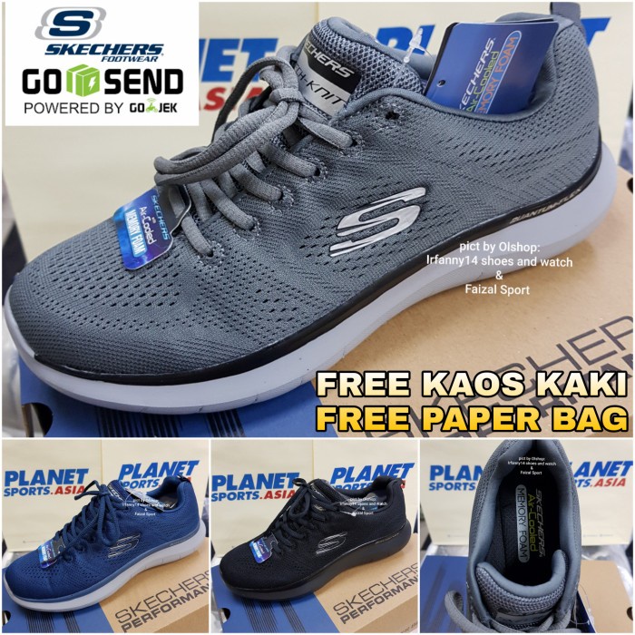 Sepatu Skechers Pria / SKECHERS QUANTUM MEMORY FOAM/Skechers Running - Abu-abu, 43