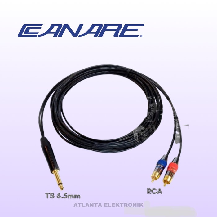KABEL TS 6.5MM TO 2 RCA MALE CANARE JAPAN AKAI MONO TO 2 RCA - 3 Meter