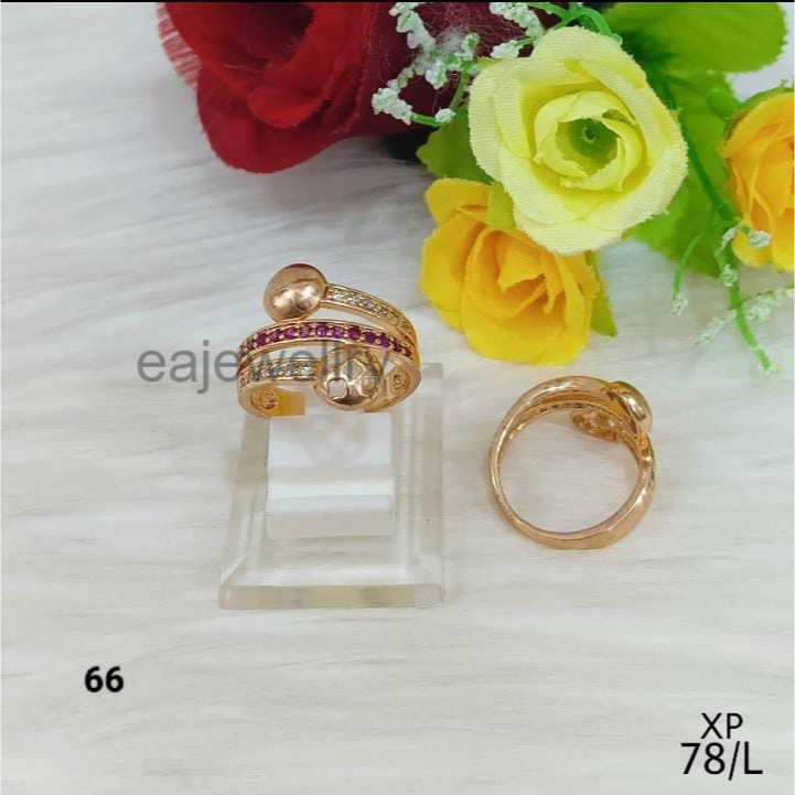 Cincin Wanita Gold Corak Permata Ungu Berlapis Emas 24 Karat