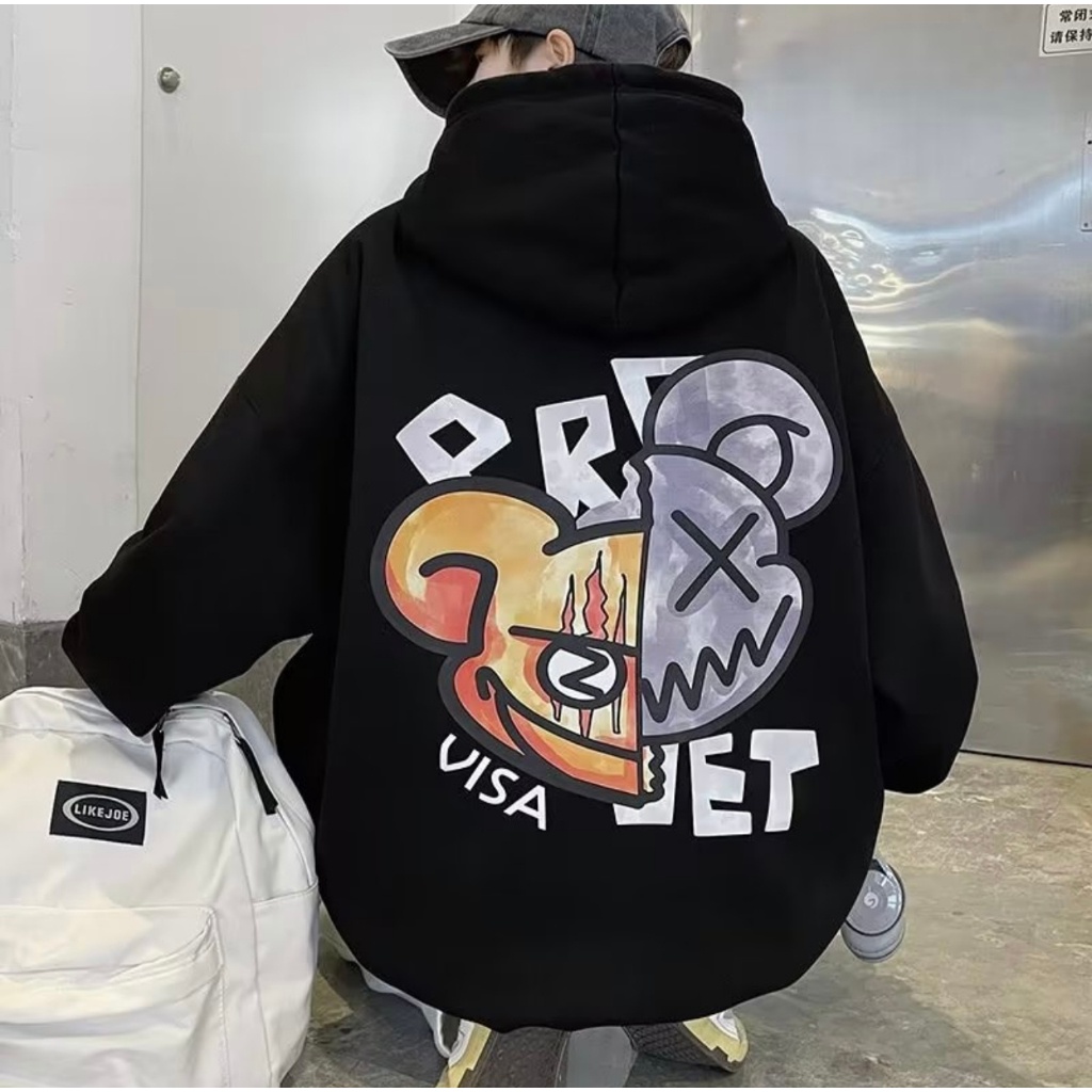HOODIE PRIA JUMBO HOODIE / SWEATSHIRT / OUTERWEAR HITAM / PUTIH PRIA WANITA HOODIE TEBAL HOODIE KECE