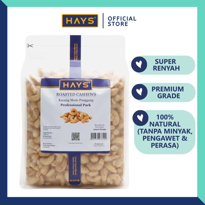 

[DISKON] Kacang Mede Panggang 1 KG /Kacang Mete/ Mente Panggang 1 KG HAYS