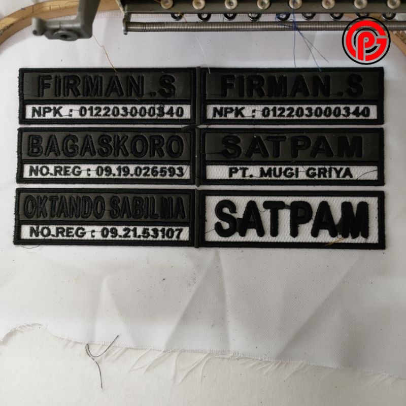 Best Seller Bordir Timbul Nama Satpam / Bordir Logo Timbul Nama Satpam / Logo Bordir Nama Timbul Sat