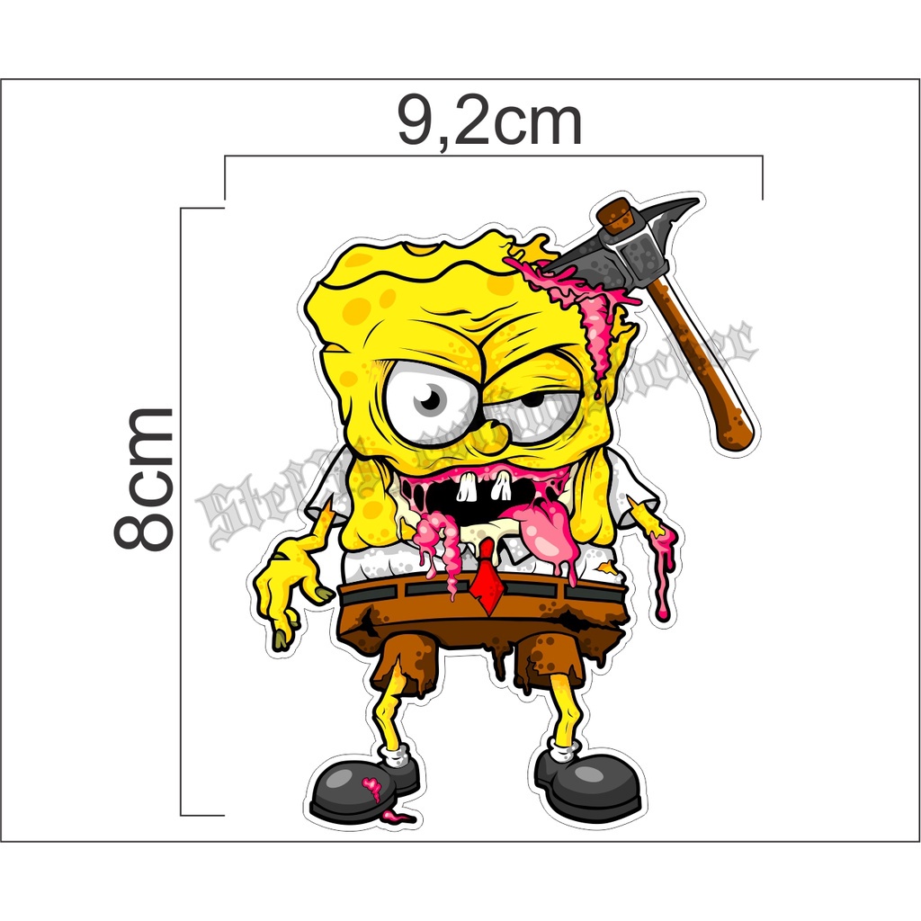 Stiker printing gambar spongebob zombie