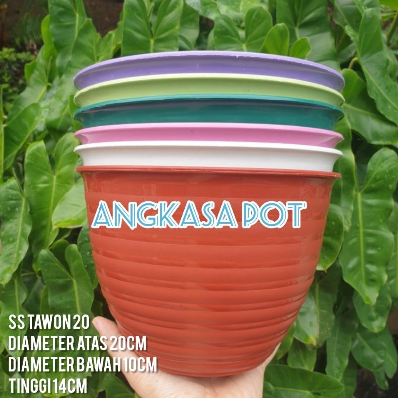 Pot Bunga Plastik Model Tawon Diameter 20 cm Putih