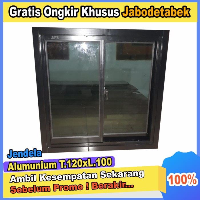 Jendela Sliding Aluminium Hitam 120 x100