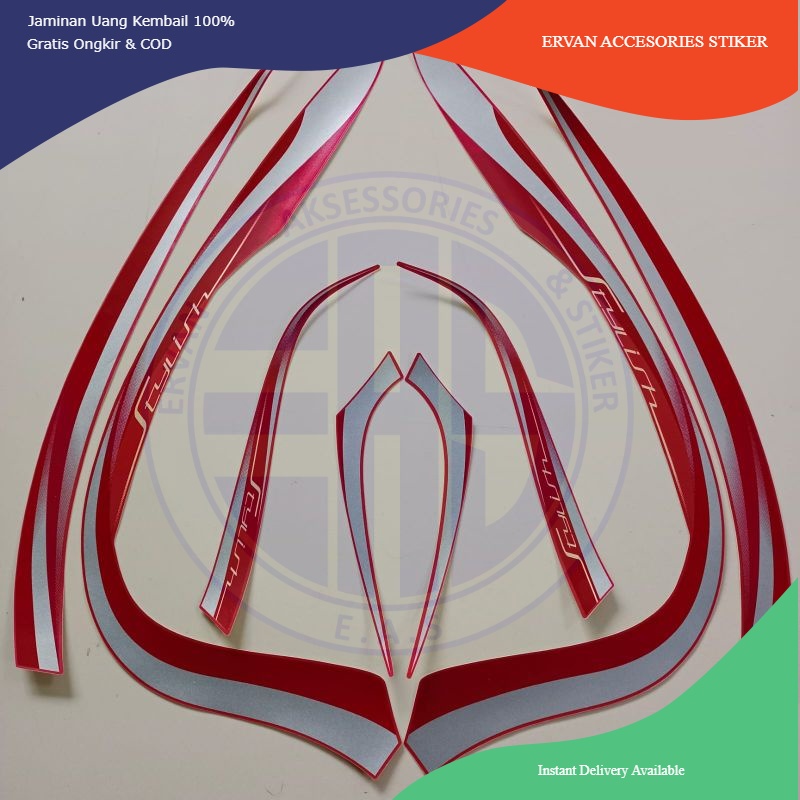stiker striping motor honda scoopy 2022 prestige stylish merah matte list body standar