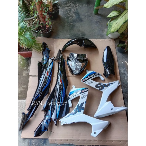 BISA COD Cover body bodi dek full set fullset halus + striping SUZUKI SATRIA F FU FL FACELIFT 2015 h
