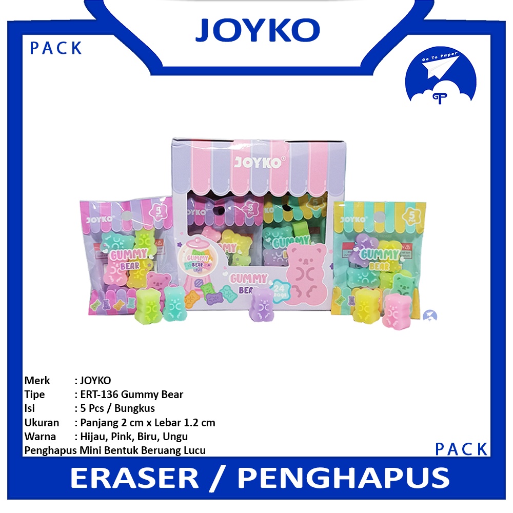 

Joyko - Eraser ERT-136 Penghapus Bentuk Gummy Bear - Pack