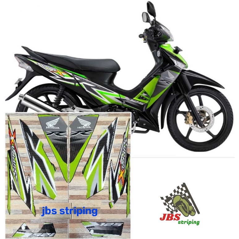 Stiker supra 125 r striping  Honda Supra X 125 R cw hijau hitam tahun 2012 list body supra 125r