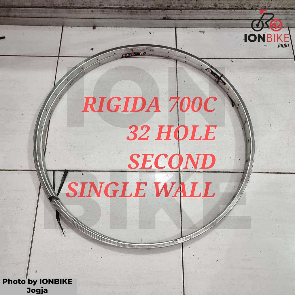 Sepasang Velg Rim Rims Rigida 700 c Second 32 Hole Silver 32H 700c Sepeda Fixie Balap Klasik Single Wall Bekas Copotan Lepasan