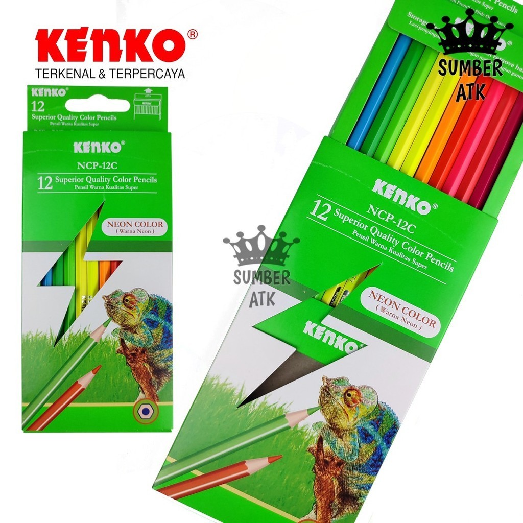 

KENKO Pensil Warna Superior Quality Color NCP-12C NEON COLOR Pencils Hexagonal Grip