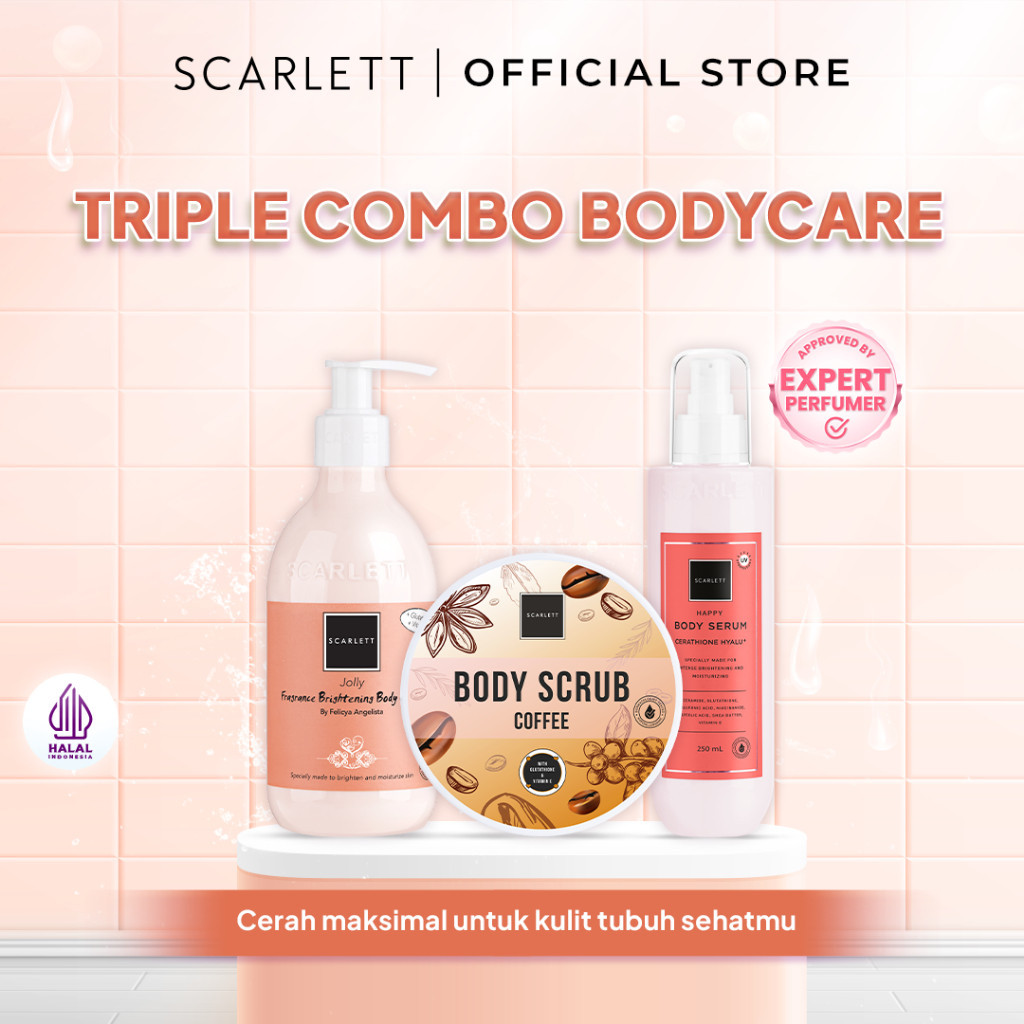 Scarlett 3Pcs 3item Skincare Whitening Triple Combo Bodycare Coffee Kopi Mencerahkan kulit Set Paket