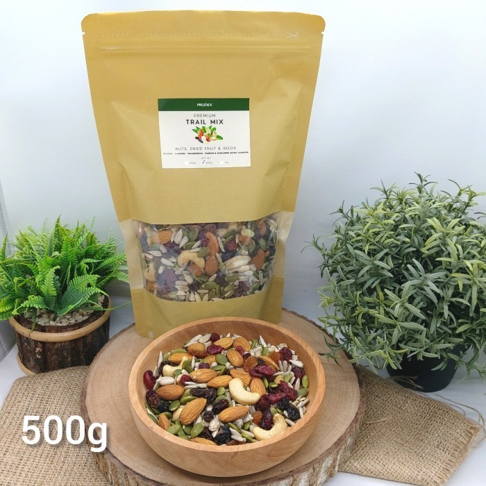 

Prodex Trail Mix 500g - Kacang, Biji-Bijian, Buah Kering - Sehat, Diet - NORMAL