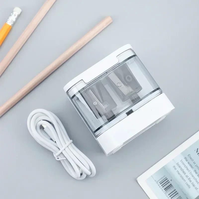 

Electric Pencil Sharpener with USB & Battery Dual Modes Double Hole Safe Cover Back To School Supplies for Kids Papeleria