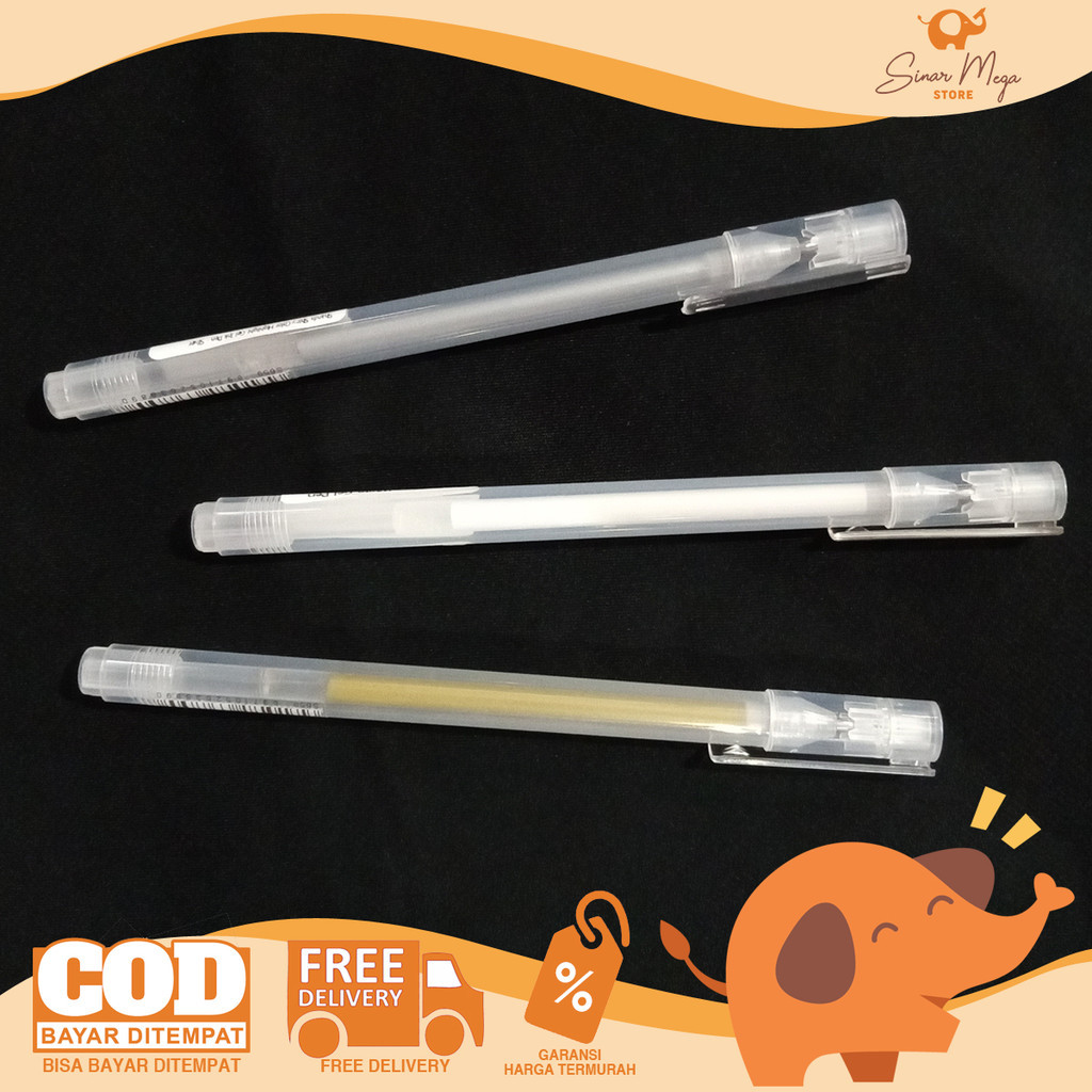 

PNM Shands Shiny Color Highlight Gel Ink Ballpoint Pen White/Gold/Silver 0.8mm Pulpen Jel SATUAN