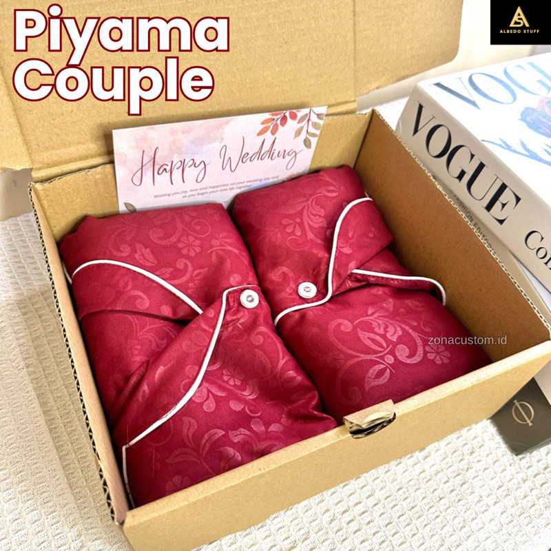 Hampers Wedding Piyama Couple Set | Kado Pernikahan Anniversary Pasangan Hadiah Valentine Seserahan 