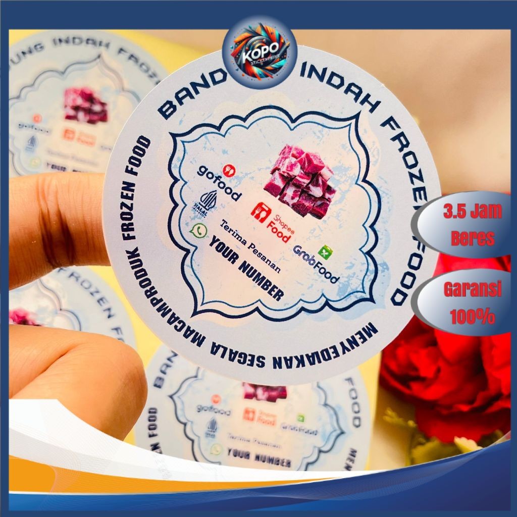 

KOPO Sticker Print Cetak Stiker Frozen Food Label Makanan Beku Produk Basah Bulat Chromo Murah