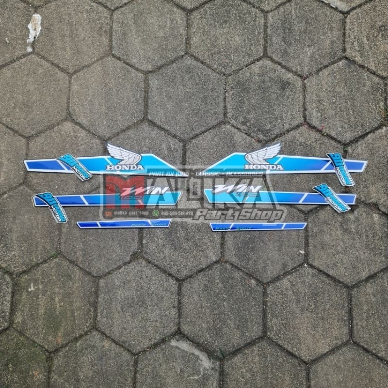 Striping Stiker List Body Variasi Custom Body Set Tangki Honda Win 100  Warna Biru