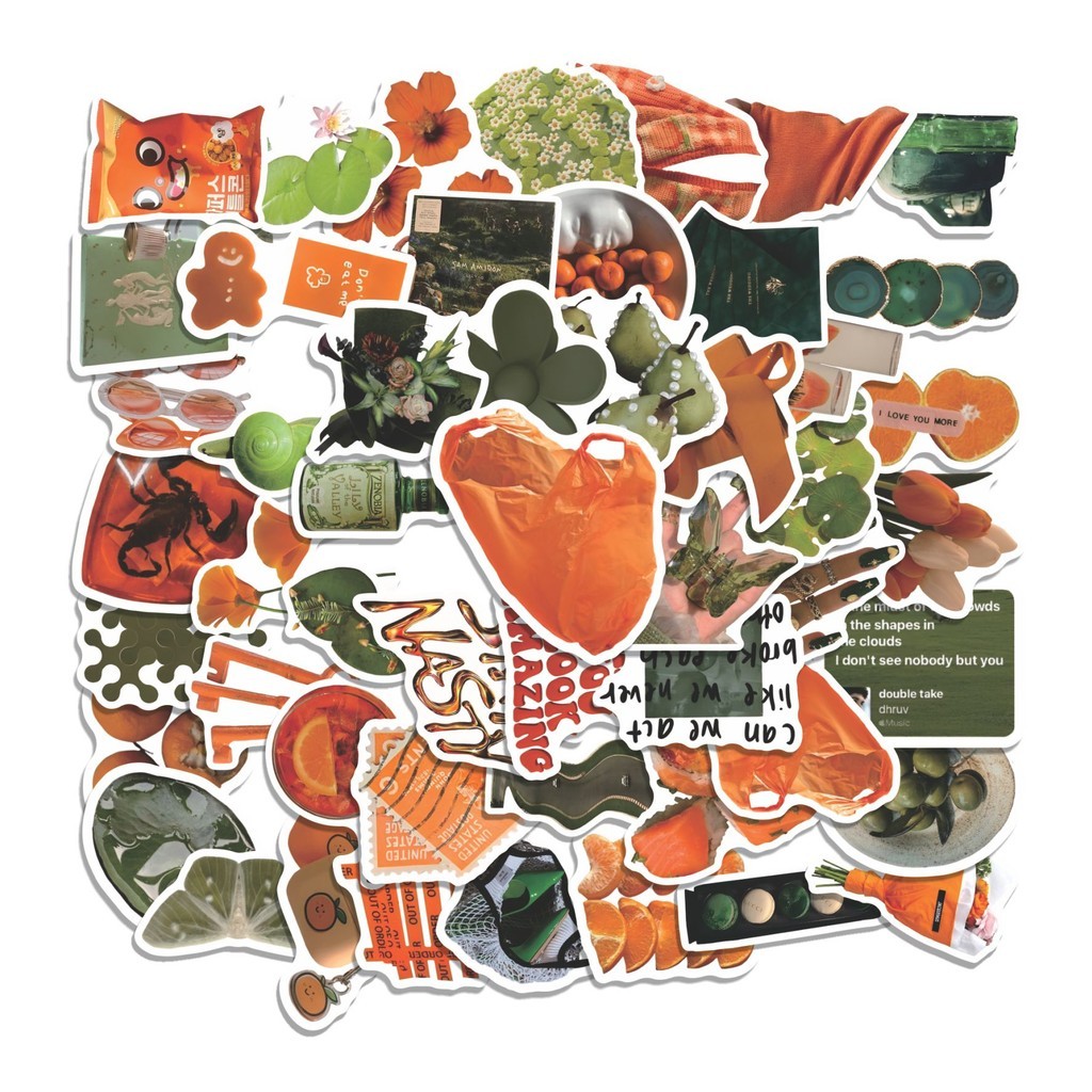 

COD 50 Pcs Stiker Green Orange Aesthetic Lucu Anti Air Untuk Dekorasi Notebook Sepeda Skateboard Handphone DIY