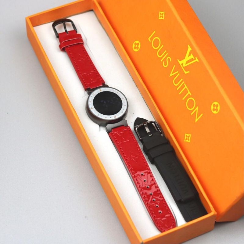 Promo Box Set + tali Rubber  Jam Tangan Fashion Wanita Mewah Lv Premium Digital Led Touch Watch Mode